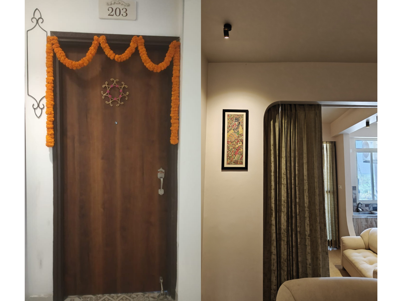 Interior view of modern decor and elegant lighting